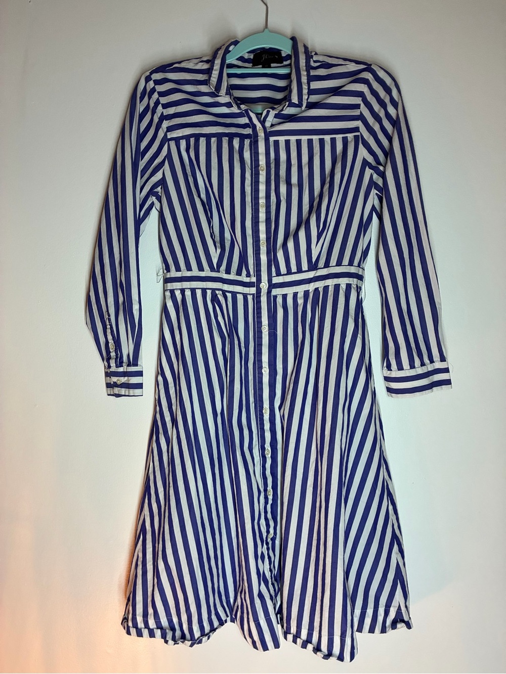J. Crew Navy and White Striped Button-Down